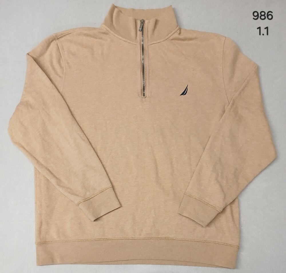 Nautica (2XL) Men's Tan Long Sleeve Zip Pullover Sweatshirt